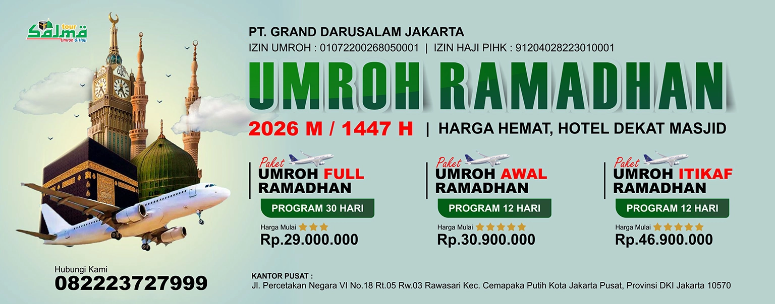 PAKET UMRAH RAMADHAN 2026 MURAH HOTEL DEKAT | Fasilitas Hotel berbintang, Pesawat by Saudia air/oman air. Harga mulai dari Rp.29 juta