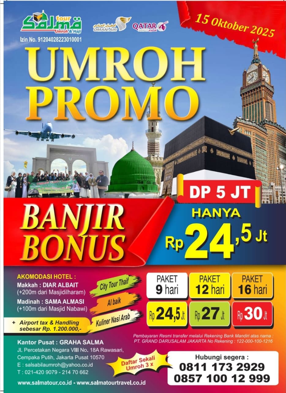Umroh Promo Oktober 2025 Banyak Bonusnya - salma tour