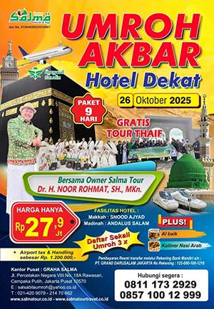Paket Umroh Oktober 2025, Harga Hemat Hotel Dekat - Grand Darusalam Jakarta Salma tour