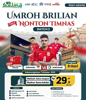 Umroh Oktober 2025 Plus Nonton Timnas Indonesia di Arab Saudi- grand darusalam jakarta - salma tour