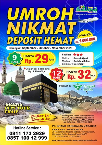 Paket Umroh Nikmat 2026 Booking Seat 1 Juta Saudi Airlines