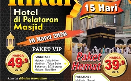 Update Harga Umroh Itikaf Ramadhan 2026 bersama Grand Darusalam Jakarta. Paket 15 hari, fasilitas lengkap, hotel dekat masjid, harga bersahabat. WA 082223727999